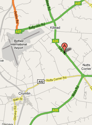 Keef Halla Country House location on Google Maps - the nearest award winning four star guest house to Belfast International Airport in Northern Ireland